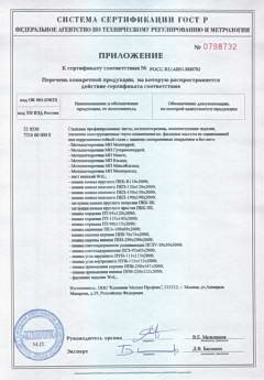 Приложение № 0798732 к сертификату соответствия № РОСС RU.AB51.H00792