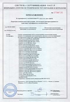 Приложение № 0798735 к сертификату соответствия № РОСС RU.AB51.H00792
