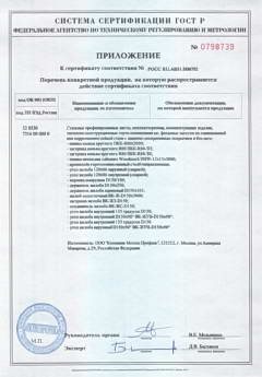 Приложение № 0798739 к сертификату соответствия № РОСС RU.AB51.H00792